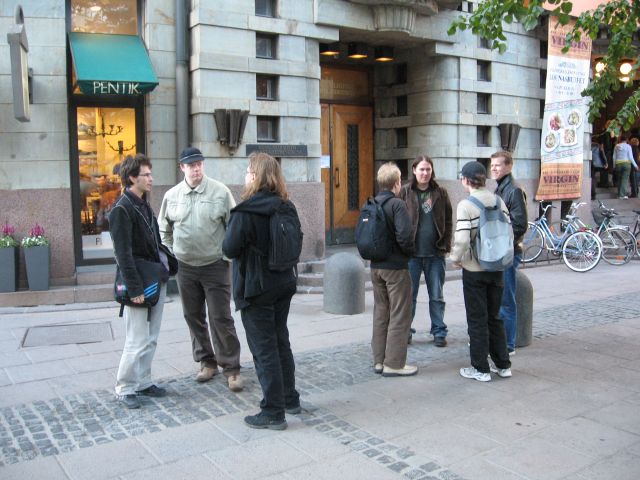 People helping to build party place.